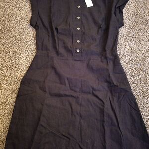 GAP Black Midi Dress with Button Detail